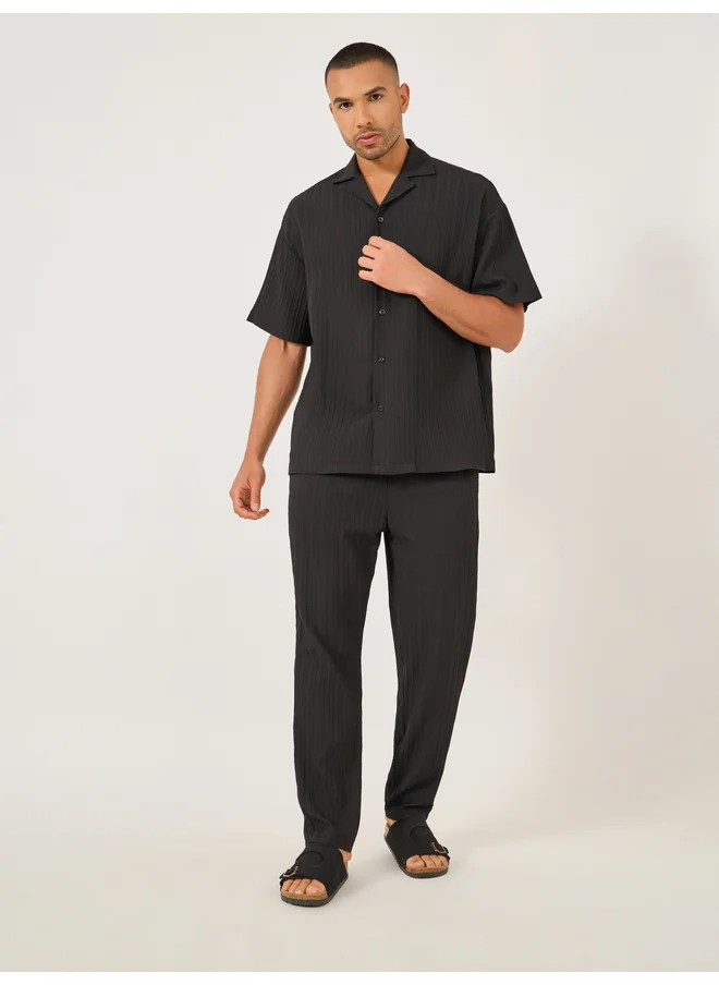 Take Two Take Two Textured Camp Collar Shirt and Pants Co-Ords