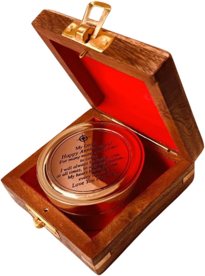 ALADEAN Anniversary Sundial Gift for Him or Her Sundial Clock Compass - Unique Gift for Husband or Wife, Men 1st Wedding Anniversary 50th 40th 25th 20th Year Celebration (Anniversary Sundial Wood Box) - Image 5
