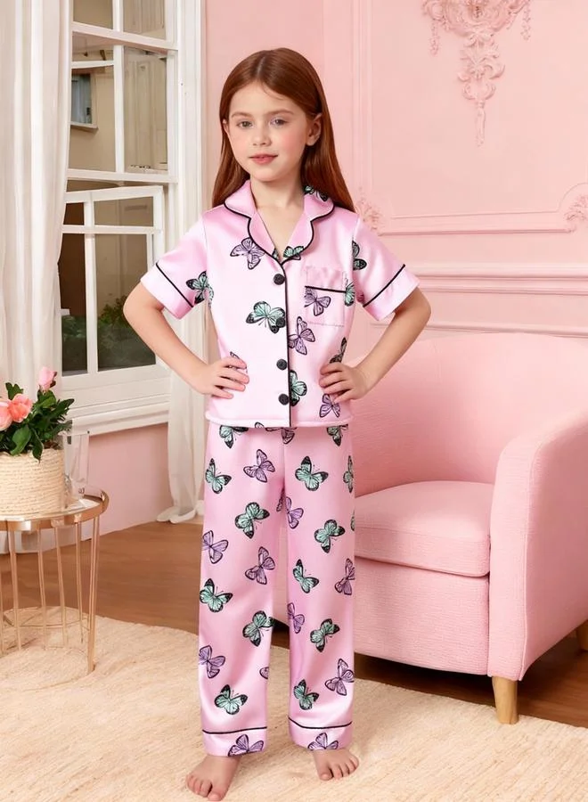 تايك تو مجموعة من بيجاما وقميص بأكمام قصيرة بطبعة فراشة