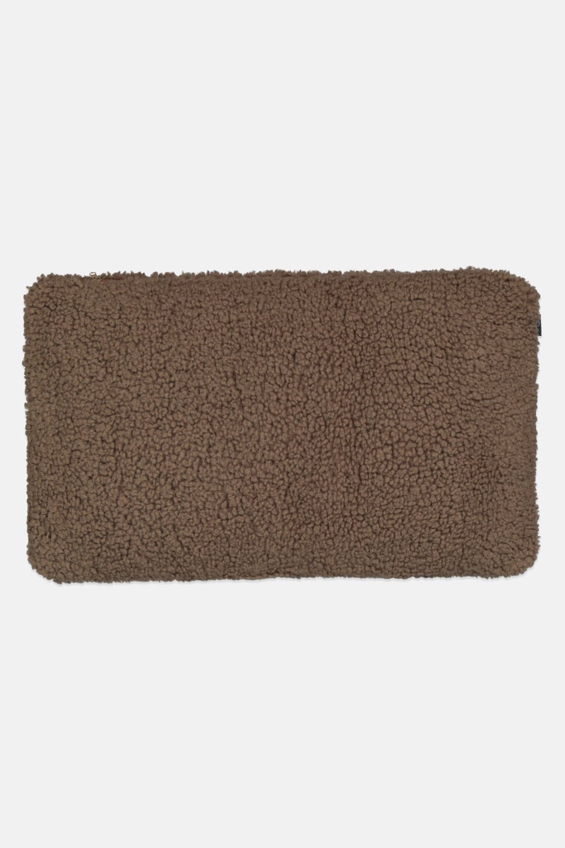 Muy Mucho Faux Fur Solid Pillow, Tan - Image 1