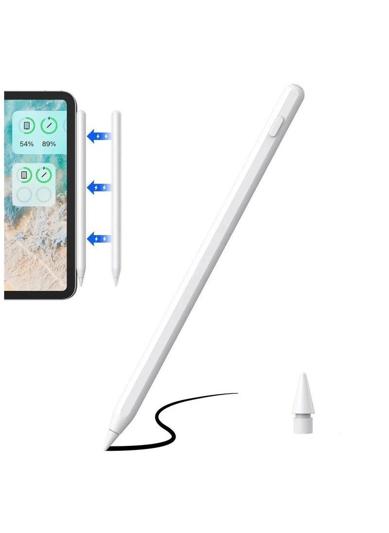 Generic - Universal Stylus Pen for Apple & Android Devices, Compatible with iPhones, iPads, Samsung, Huawei, Xiaomi, and More, Precision Writing, No Bluetooth or App Required, with 1 Pen Tip + Charging Cable + Manual – White - Image 1