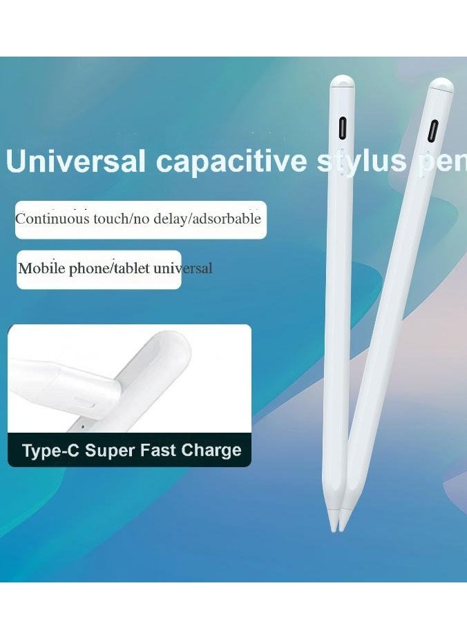 Generic - Universal Stylus Pen for Apple & Android Devices, Compatible with iPhones, iPads, Samsung, Huawei, Xiaomi, and More, Precision Writing, No Bluetooth or App Required, with 1 Pen Tip + Charging Cable + Manual – White - Image 1