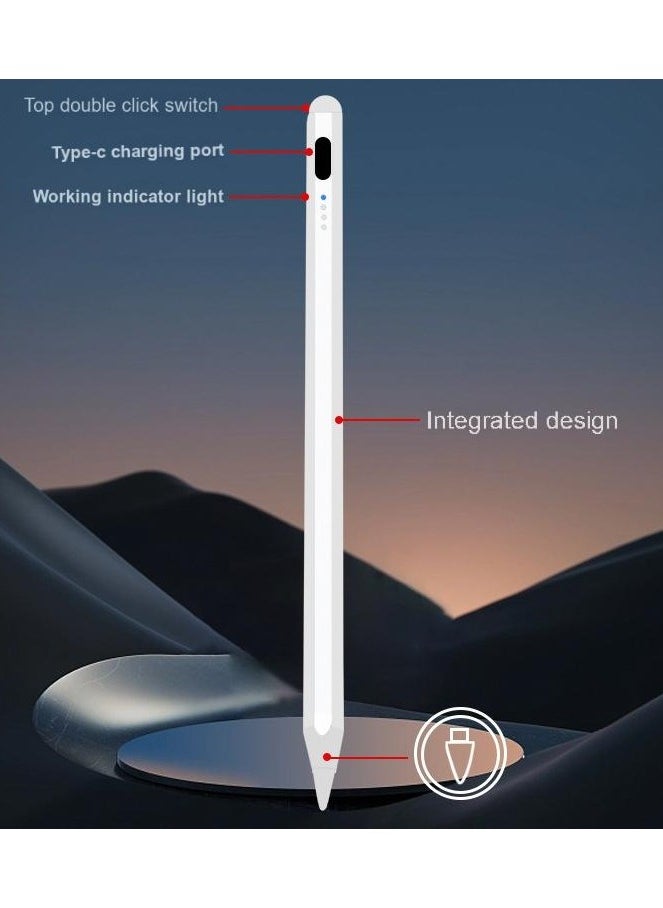Generic - Universal Stylus Pen for Apple & Android Devices, Compatible with iPhones, iPads, Samsung, Huawei, Xiaomi, and More, Precision Writing, No Bluetooth or App Required, with 1 Pen Tip + Charging Cable + Manual – White - Image 1