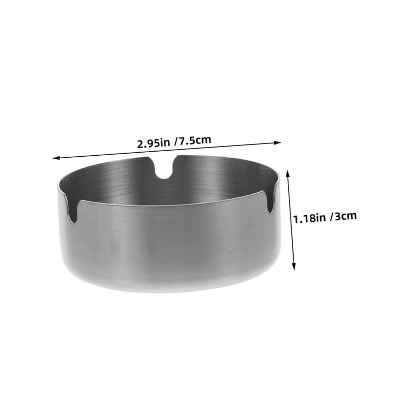 Stainless Steel Round Ashtray 8cm Compact Travel Smoking Tray for Indoor Outdoor Use - Image 3
