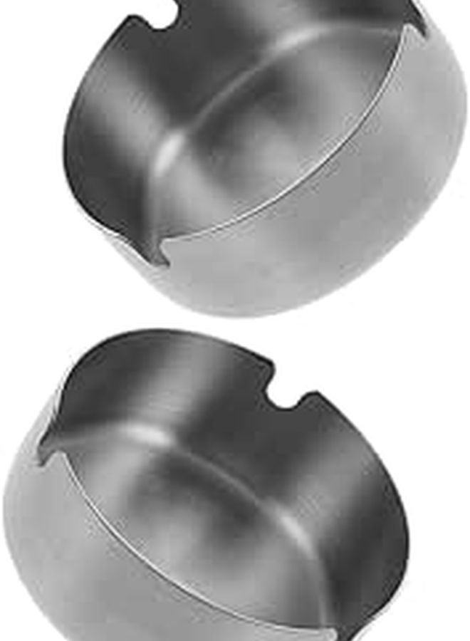 Stainless Steel Round Ashtray 8cm Compact Travel Smoking Tray for Indoor Outdoor Use - Image 1