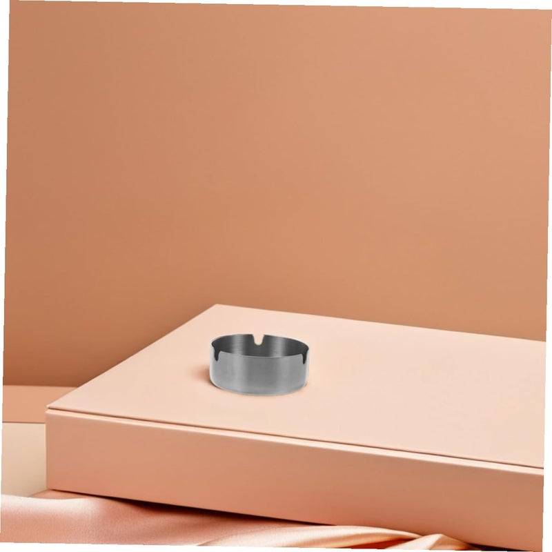 Stainless Steel Round Ashtray 8cm Compact Travel Smoking Tray for Indoor Outdoor Use - Image 5
