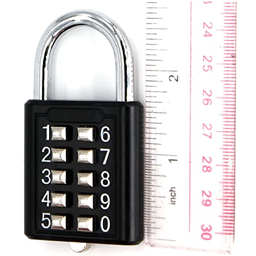 TEMEILI MIONI 10 Position Push Button Combination Padlock, 5 Position Locking Mechanism, (1 Black) - Image 2