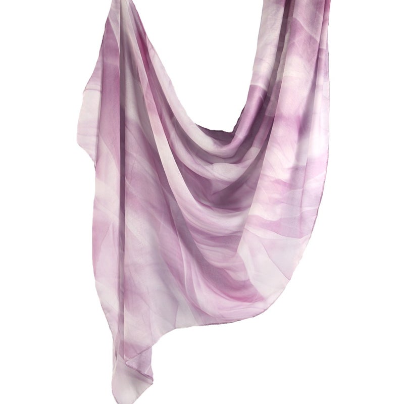 Best-Selling Watercolor Tie-Dye Cotton Scarf - Satin Polyester Long Wrap, Turkish Headscarf