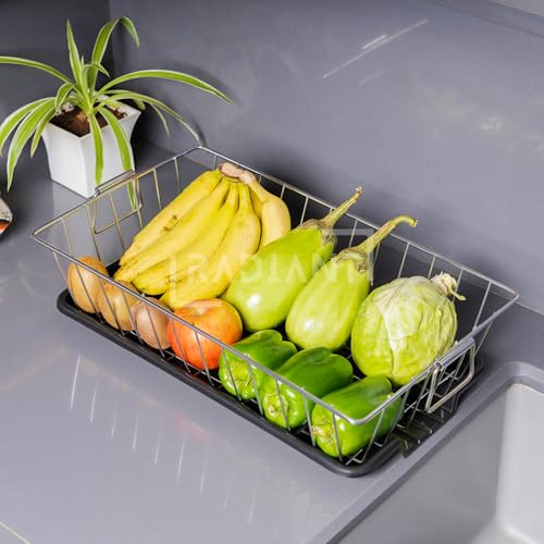 RADIANT Basket Drainer & Dish Drainer Basket for Kitchen/Utensil Stand for Kitchen/Dish Drying Rack with Drainer/Bartan Stand/Dish Rack (17 x 9 Inches - Black) - Image 3