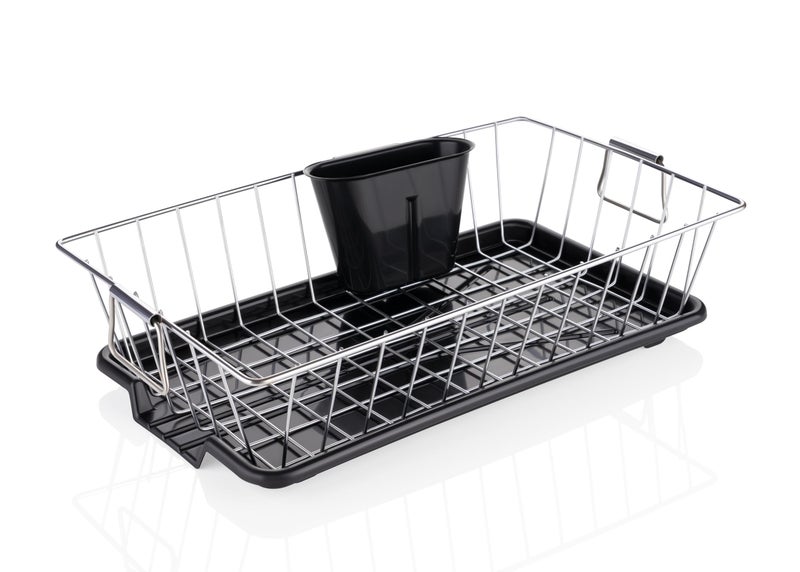 RADIANT Basket Drainer & Dish Drainer Basket for Kitchen/Utensil Stand for Kitchen/Dish Drying Rack with Drainer/Bartan Stand/Dish Rack (17 x 9 Inches - Black) - Image 1