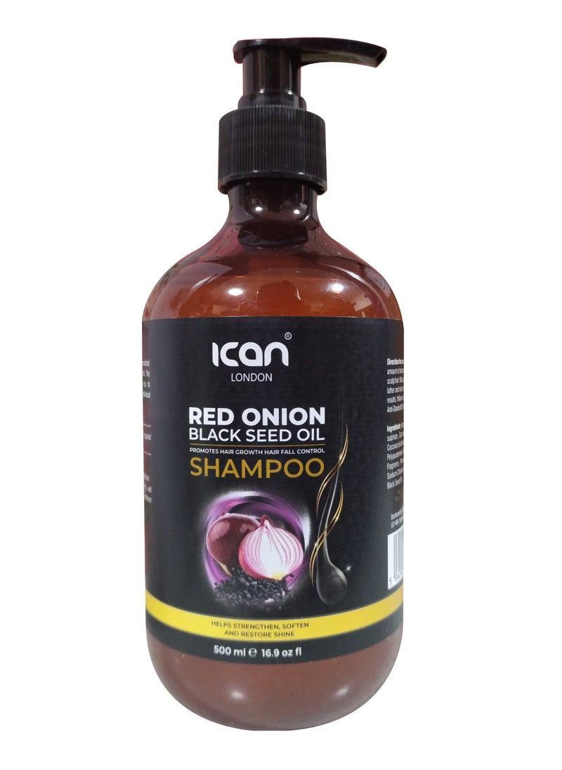 iCan London Red Onion Black Seed Oil Shampoo 500ml  - Image 1