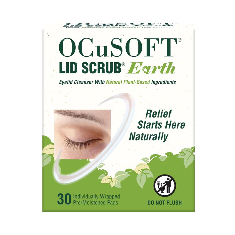 OCuSOFT Lid Scrub Earth Eyelid Cleanser, Pre-Moistened Eyelid Wipes for Mild to Moderate Conditions, Eyelid Cleanser with Natural Plant-Based Ingredients, 30 Count - Image 1