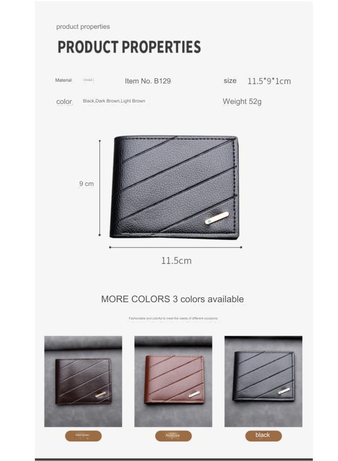 Men's Ultra-thin Short Wallet With Multiple Card Slots, Soft Wallet, Dark Brown  - Image 5