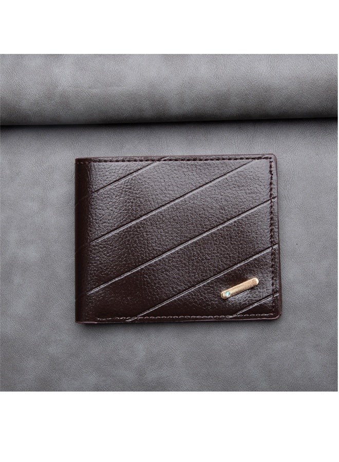 Men's Ultra-thin Short Wallet With Multiple Card Slots, Soft Wallet, Dark Brown  - Image 1