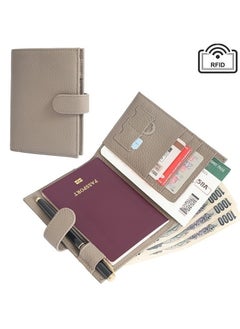 Generic Genuine Leather Passport Holder for Man & Women, Compact Leather Passport Wallet with Card Holders SIM Slots, Zippered Coins Pocket and Cash Holder Travel Passport Cover Case(Grey)  - Image 1