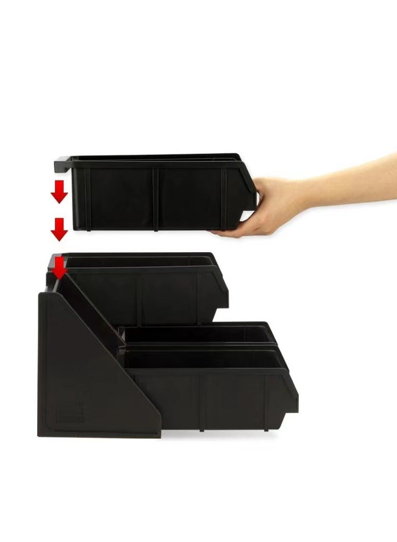 Beauenty Coffee Sleeve Storage Dispenser, Black Large Capacity Cup Lid Organizer with 2, 3 or 4 Compartments Reusable Food Grade Plastic Portable Detachable Straws Holder for Coffee Bar(3 Compartments) - Image 2