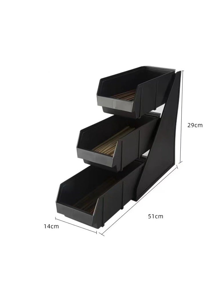 Beauenty Coffee Sleeve Storage Dispenser, Black Large Capacity Cup Lid Organizer with 2, 3 or 4 Compartments Reusable Food Grade Plastic Portable Detachable Straws Holder for Coffee Bar(3 Compartments) - Image 4