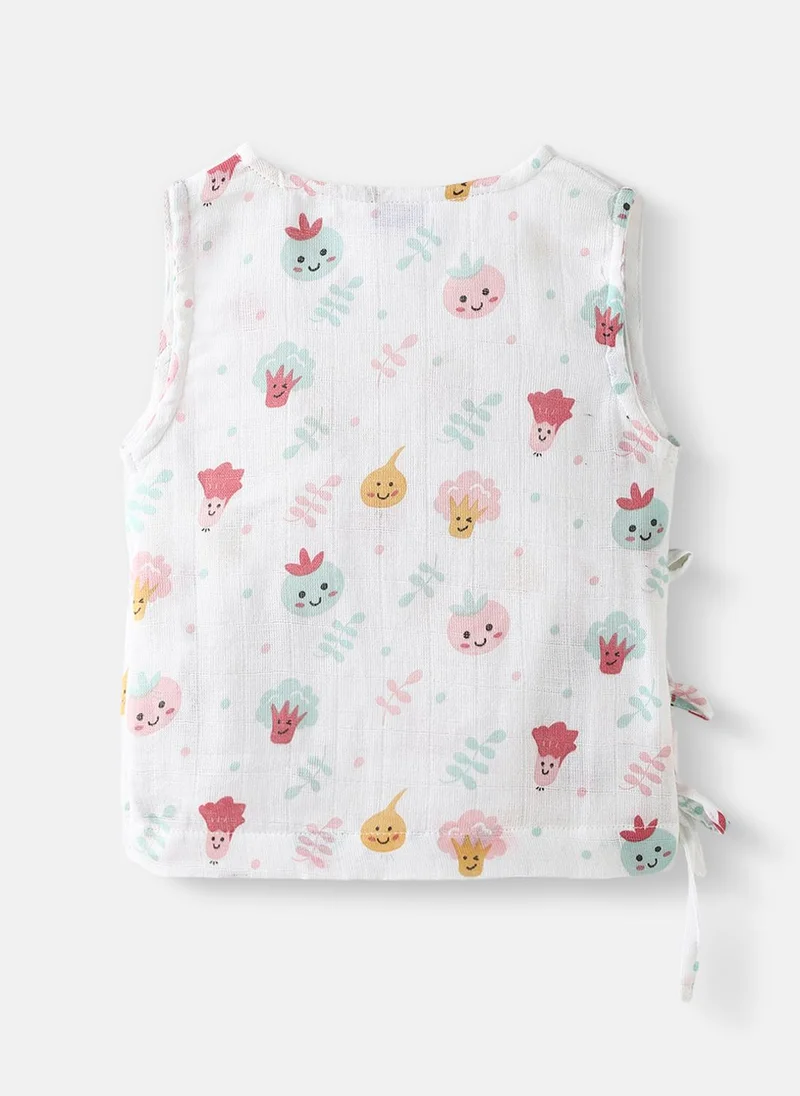 Nautinati Nautinati Girls Pack of 2 Cotton Printed Wrap V Neck Collar Jhabla