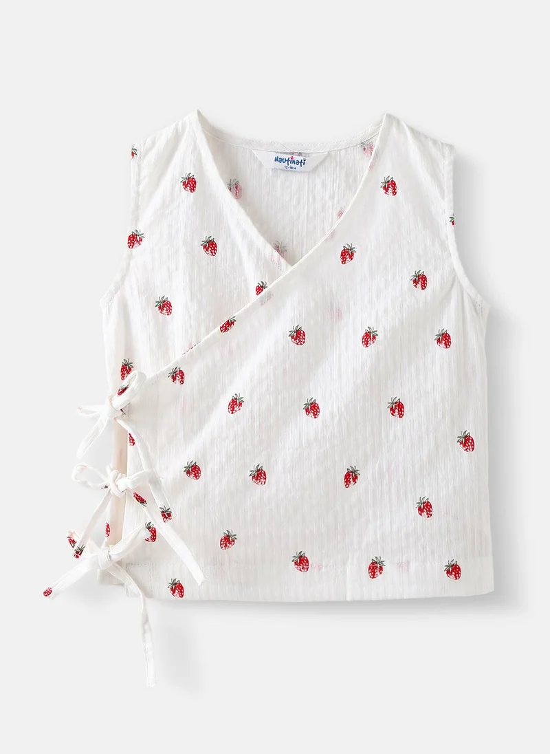 Nautinati Nautinati Girls Pack of 2 Cotton Printed Wrap V Neck Collar Jhabla