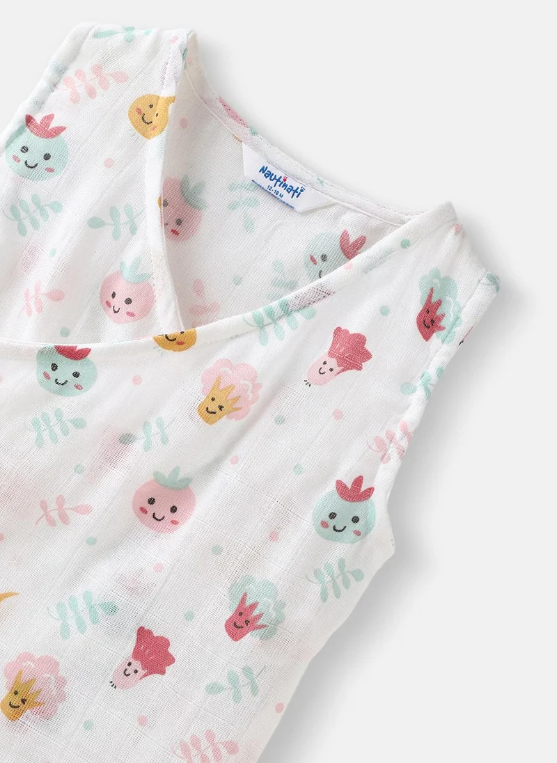 Nautinati Nautinati Girls Pack of 2 Cotton Printed Wrap V Neck Collar Jhabla