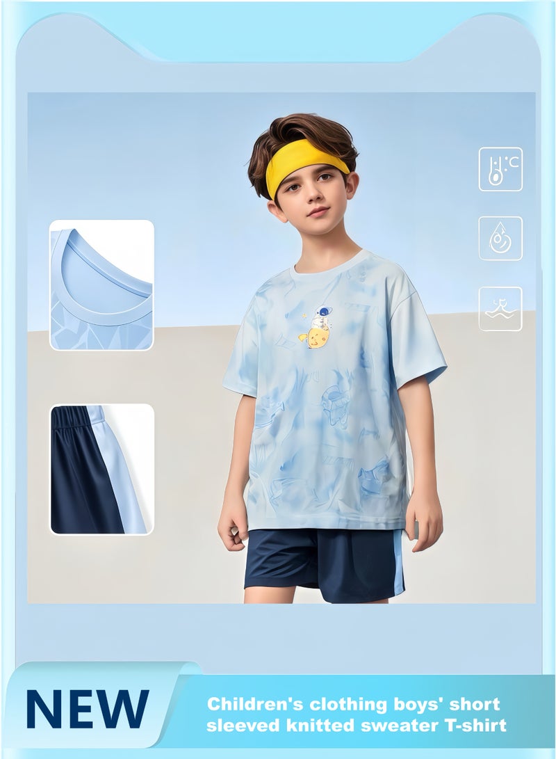 Boys' short-sleeved knitwear, new summer 2024 for mid - and older children  - Image 1