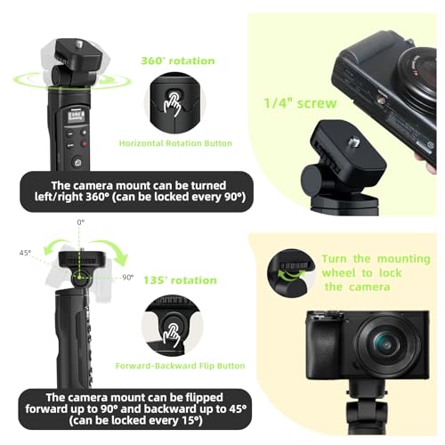 AODELAN for Sony Vlogging Hand Grip Tripod, OLED Rechargeable Wireless Camera Remote Control for ZV-E10, A7IV, A7III, ZV1, ZV-1F, A6700, A6400, A6100, RX100, FX3, FX30 | Replaces GP-VPT2BT - Image 4