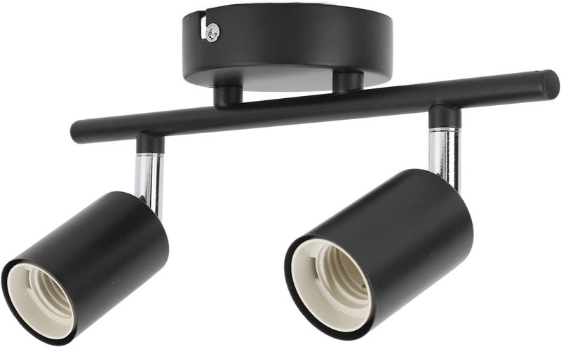 Jeffergarden E27 Ceiling Track Light Holder, Adjustable Flush Mount Lighting for Living Room and Restaurant, 2 Light Rotatable with Iron and ABS Fixtures - Image 3