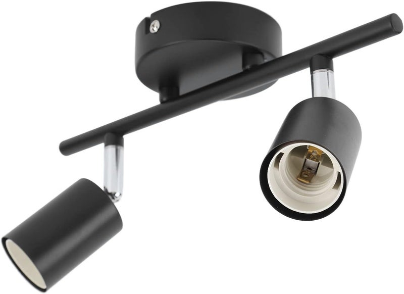 Jeffergarden E27 Ceiling Track Light Holder, Adjustable Flush Mount Lighting for Living Room and Restaurant, 2 Light Rotatable with Iron and ABS Fixtures - Image 4