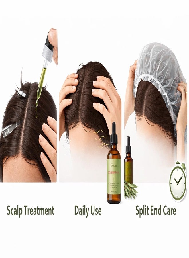 زيت الشعر المختار، زيت إكليل الجبل العطري وزيت النعناع، لعلاج تقصف الأطراف وجفاف فروة الرأس - مصنوع من نخالة الأرز والزيوت العطرية لتقوية الشعر وترطيبه وتعزيز صحته - Image 4