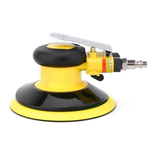 Gedu Professional Air Random Orbital Palm Sander, Dual Action Pneumatic Sander, Low Vibration, Heavy Duty … (6-inch Yellow) - Image 1