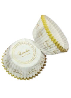 ThePartyPopper 50Pcs White Gold Marble Design Ramadan Cupcake Holder Paper Oil Proof Cupcake Liners  - Image 3