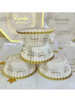 ThePartyPopper 50Pcs White Gold Marble Design Ramadan Cupcake Holder Paper Oil Proof Cupcake Liners  - Image 4