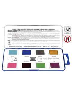 AMACO Non-Toxic Semi-Moist Underglaze Set - B in Pan, 1.5 oz, Assorted Color, Set of 8