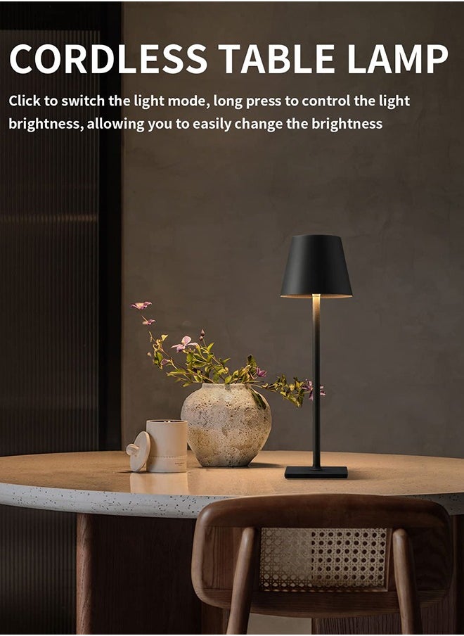 Generic Cordless Table Lamp, Portable LED Desk Lamp, 3 Color Stepless Dimming Up, for Restaurant/Bedroom/Bars/Outdoor Party/Camping/Coffee Shop Atmosphere Night Light(Black)  - Image 2