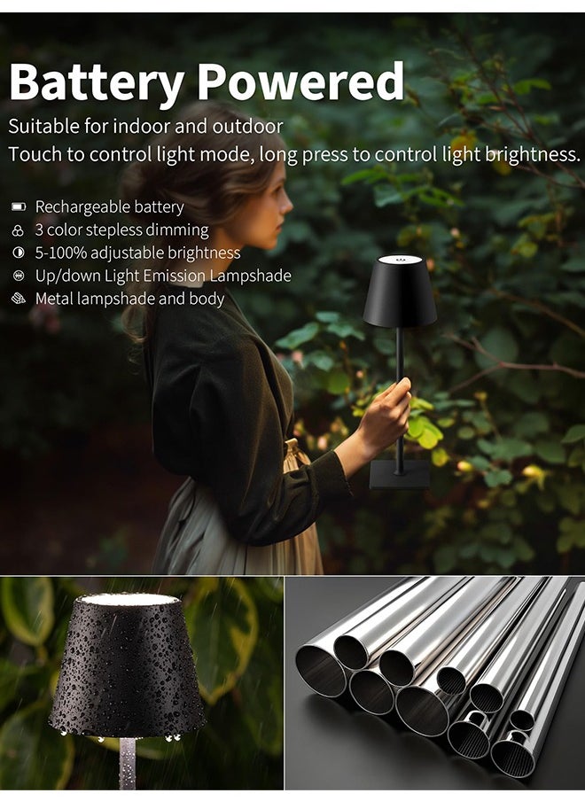 Generic Cordless Table Lamp, Portable LED Desk Lamp, 3 Color Stepless Dimming Up, for Restaurant/Bedroom/Bars/Outdoor Party/Camping/Coffee Shop Atmosphere Night Light(Black)  - Image 4
