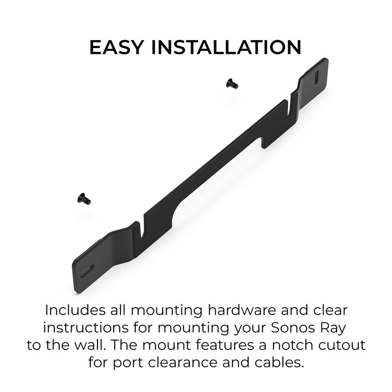 HumanCentric Wall Mount Compatible with Sonos Ray Sound Bar (Black), Mount on Wall Under TV, Floating Style, Hidden Design, Hardware Included - Image 5
