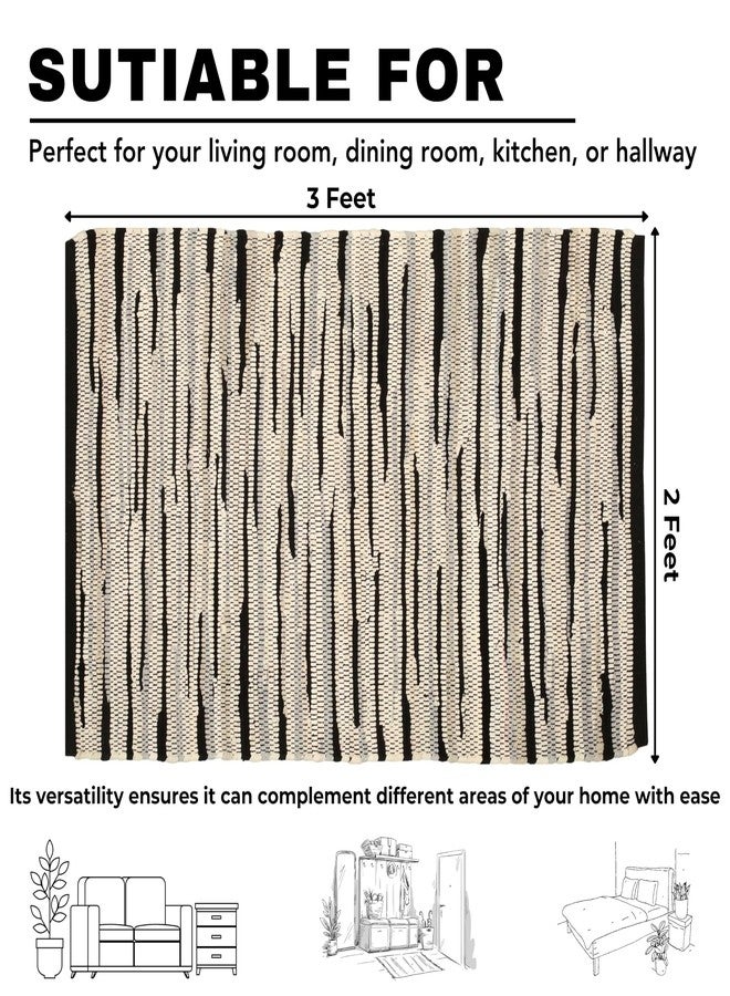 Bedding Craft Hand Made Woven Tonal Chindi Rugs 24x36 - Inch Rectangle Area Rugs, Reversible Farmhouse Area Rugs, Braided Chindi Cotton Area Rugs - Grey Multi - Image 5
