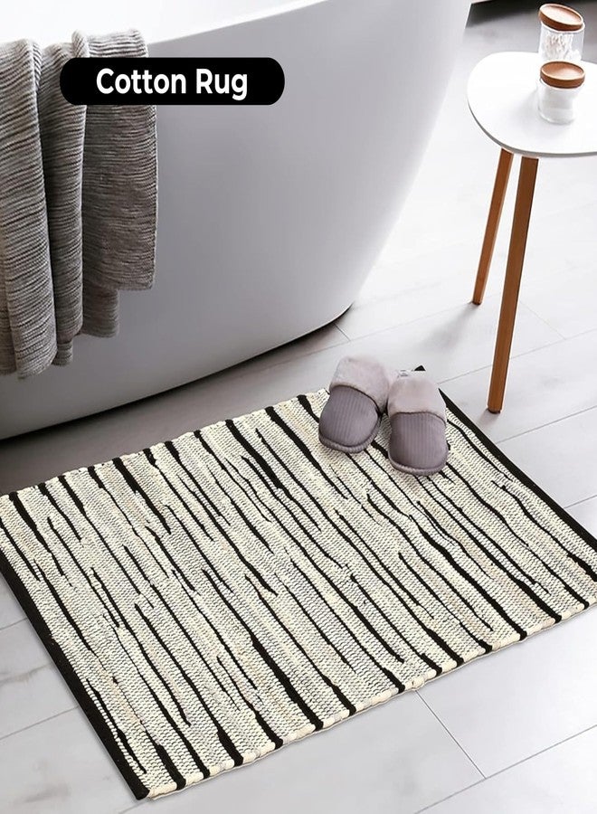 Bedding Craft Hand Made Woven Tonal Chindi Rugs 24x36 - Inch Rectangle Area Rugs, Reversible Farmhouse Area Rugs, Braided Chindi Cotton Area Rugs - Grey Multi - Image 2