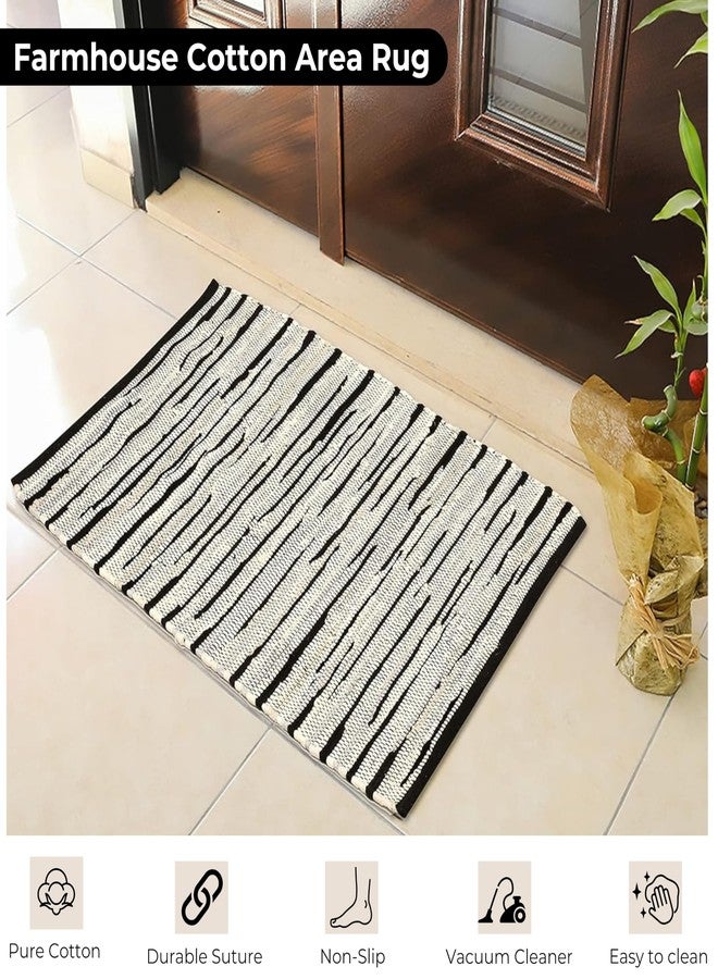 Bedding Craft Hand Made Woven Tonal Chindi Rugs 24x36 - Inch Rectangle Area Rugs, Reversible Farmhouse Area Rugs, Braided Chindi Cotton Area Rugs - Grey Multi - Image 3