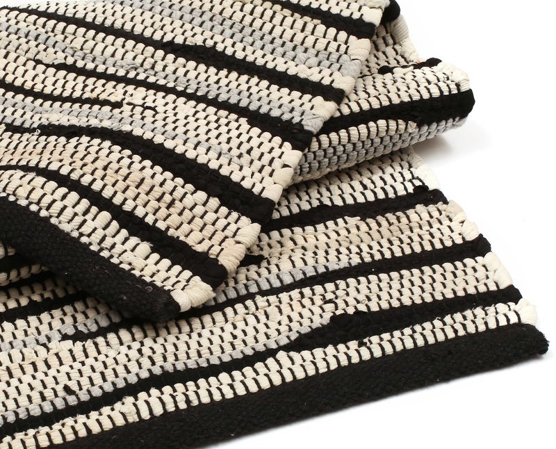 Bedding Craft Hand Made Woven Tonal Chindi Rugs 24x36 - Inch Rectangle Area Rugs, Reversible Farmhouse Area Rugs, Braided Chindi Cotton Area Rugs - Grey Multi - Image 1