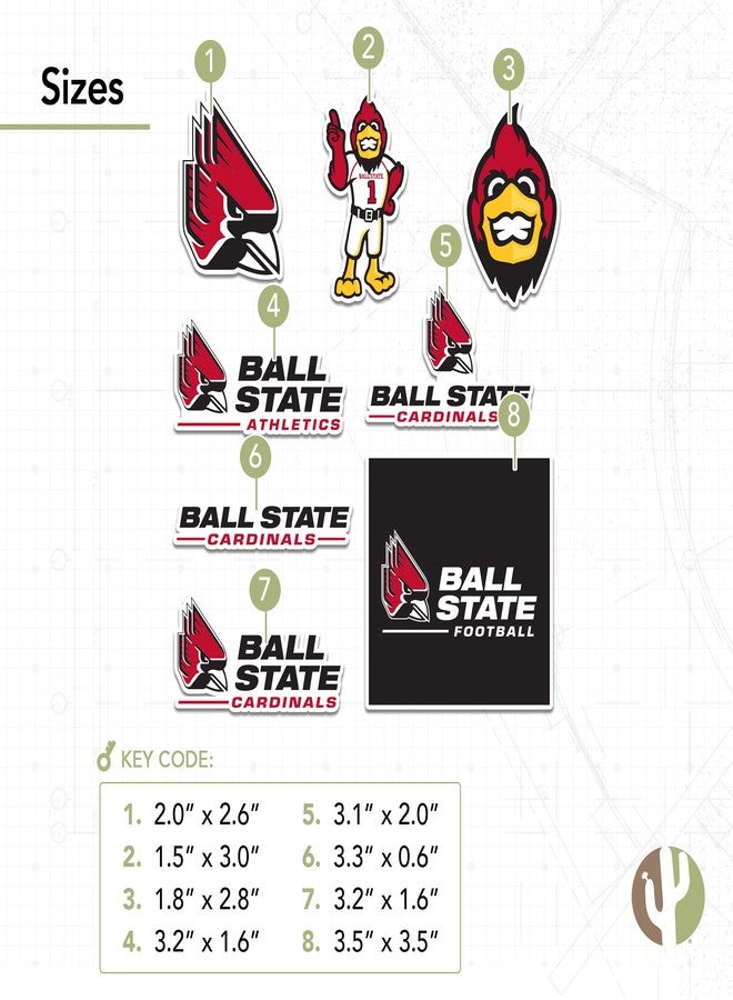 Desert Cactus Ball State University Sticker Cardinals Ball U Sticker Vinyl Decals Laptop Water Bottle Car Scrapbook Sheet T2 (Type 2) - Image 3