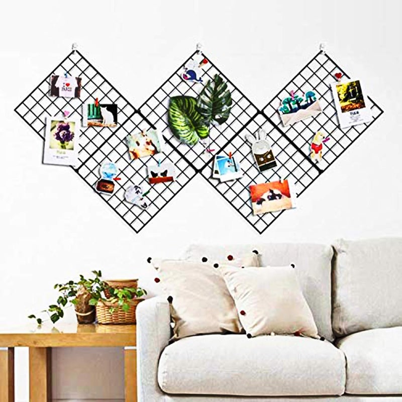 MILAD Grid Photo Wall, Photo Wall Creative Decoration, Photo Frame, Shooting Props Family, Office, Etc. (30 L x 30 W in CM's, Black, Set of 2 Pcs) - Image 2
