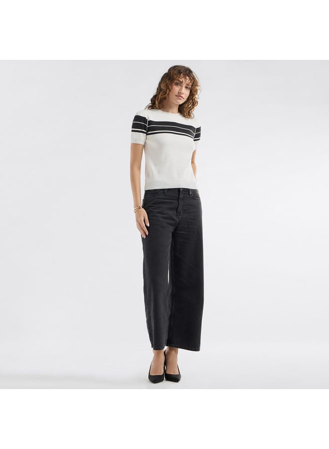 Splash FAV Striped Crew Neck T-shirt with Short Sleeves - Image 2