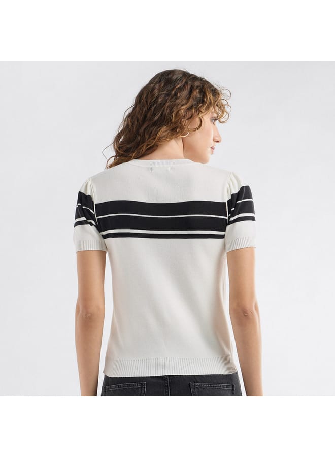 Splash FAV Striped Crew Neck T-shirt with Short Sleeves - Image 3