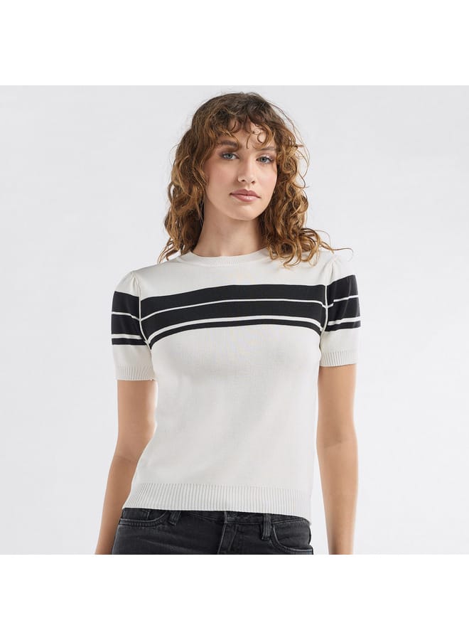 Splash FAV Striped Crew Neck T-shirt with Short Sleeves - Image 1