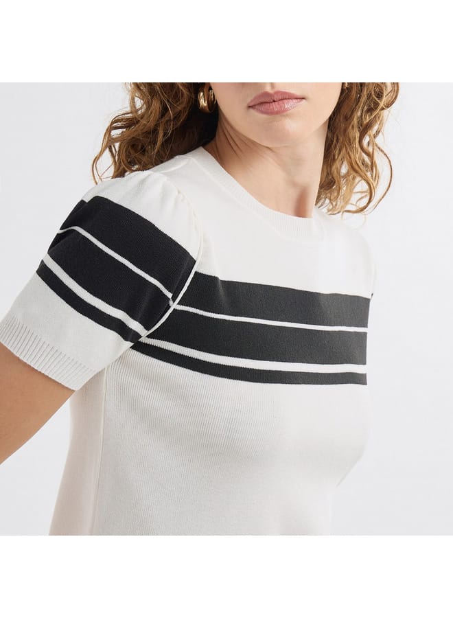 Splash FAV Striped Crew Neck T-shirt with Short Sleeves - Image 4