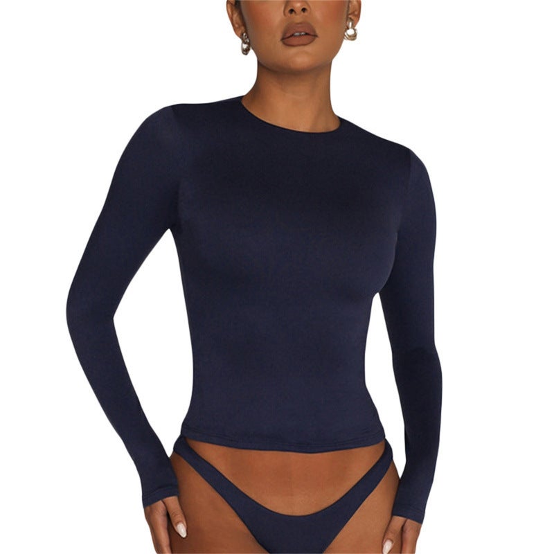 Women'S Casual Long Sleeve T-Shirt Spring Autumn Solid Slim Pullover T-Shirt Women Streetwear Bottoming Shirt Top - Image 5