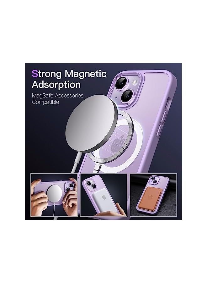 Jetech Magnetic Case for iPhone 14 6.1-Inch Compatible with MagSafe, Translucent Matte Back Slim Shockproof Phone Cover (Light Purple) - Image 3
