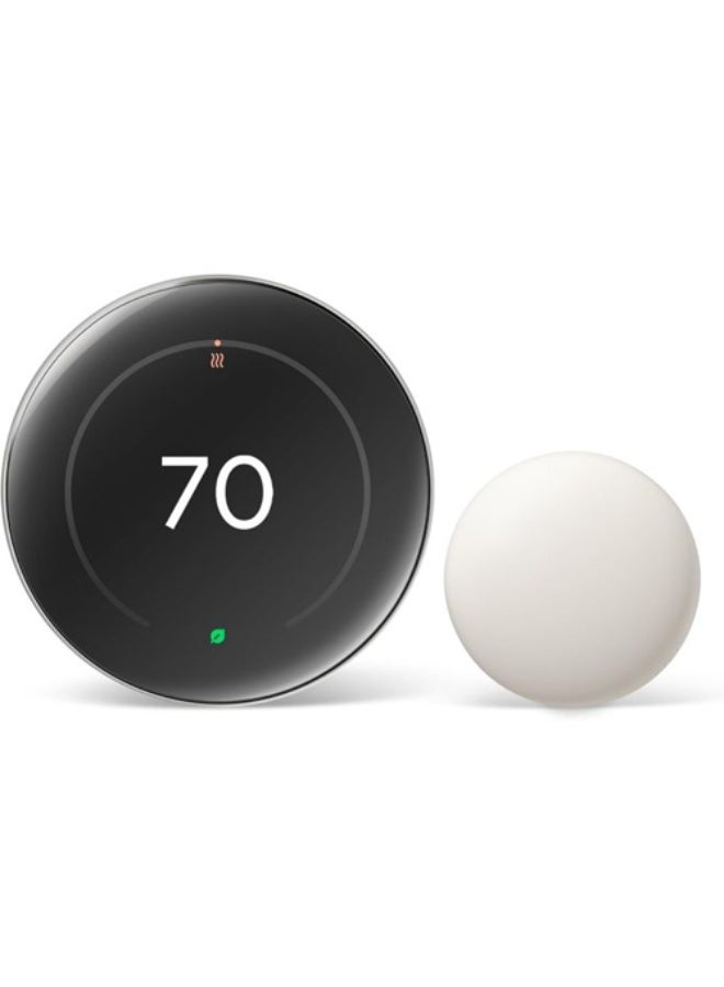 Google Nest Learning Thermostat (4th Gen) Pro Edition with Nest Temperature Sensor (2nd Gen) - Polished Silver - Image 1