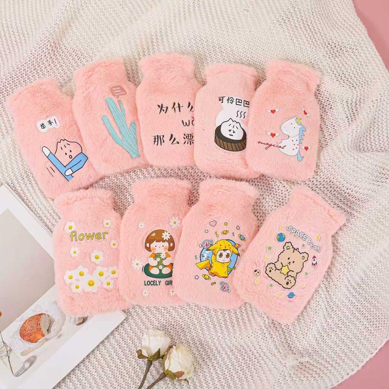 Soft Rabbit Fur Water Bag Water Injection Bag Hand Warmer Thickened Explosion-Proof Plush Cartoon Warm Water Bag - Image 1